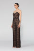 Heart Neck Striped Wide Leg Overall With Lace Detail